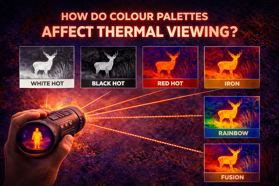How do colour palettes affect thermal viewing