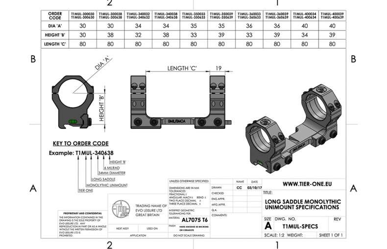 Tier One Picatinny Monomount - Long Saddle