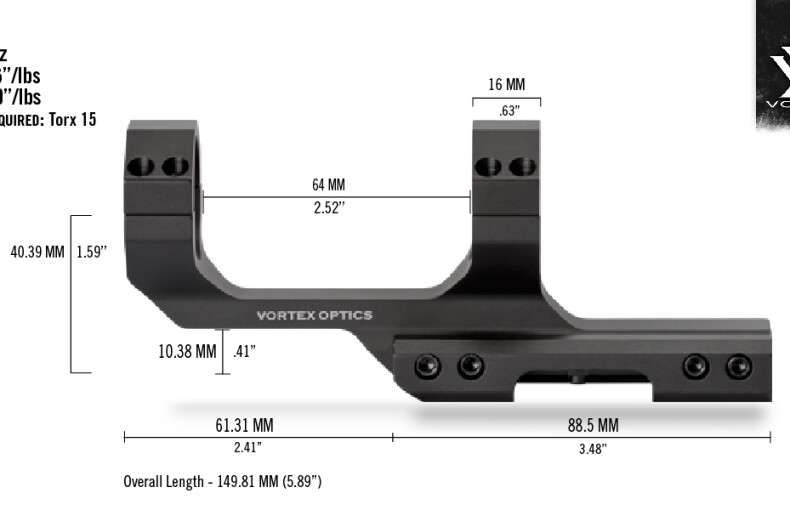 Vortex Cantilever Ring Mount for 30mm Tube with 2 inch Offset